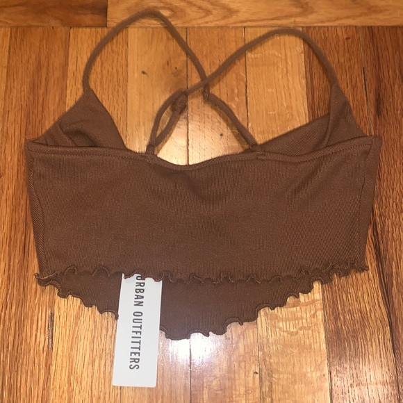 Urban Outfitters ruffle top XS Extra Small Brown - Picture 2 of 3